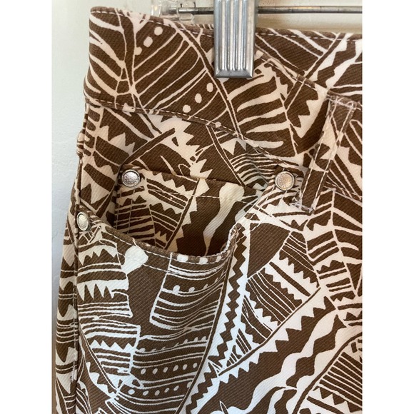 J. McLaughlin Straight Leg Jean Size 10 Brown/White Geometric Print Mid Rise - Picture 3 of 4